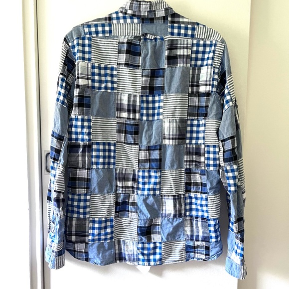 J Crew IndianMadras Blue and Black Men's Shirt - Picture 2 of 9